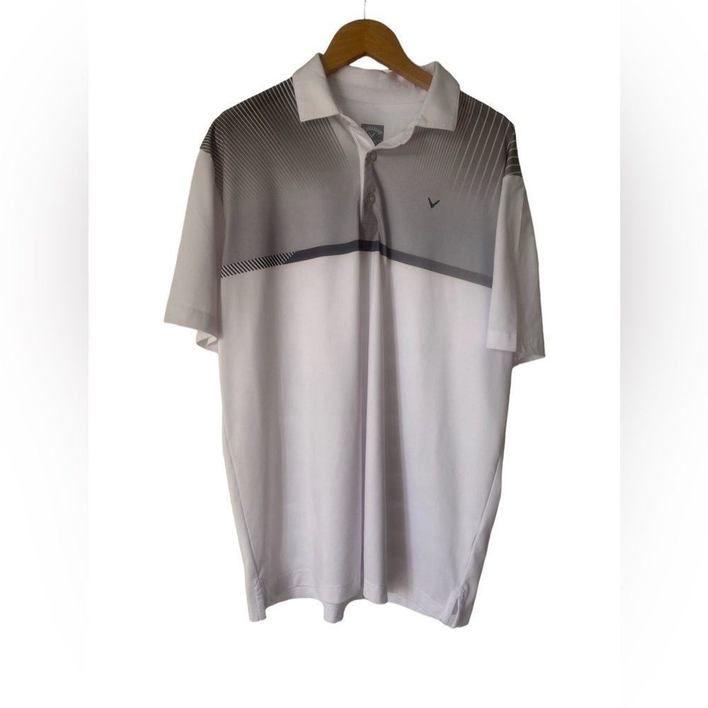 callaway mens golf shirt gray and white size X large polo golf shirt